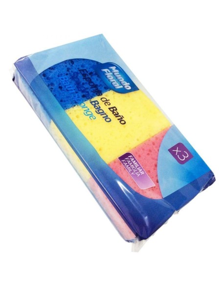 MUNDO FLORAL ESPONJAS DE BAÑO x3