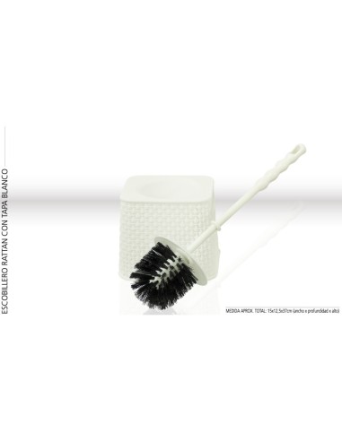 ESCOBILLERO C/TAPA I/RATTAN BLANCO