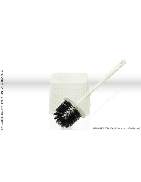 ESCOBILLERO C/TAPA I/RATTAN BLANCO