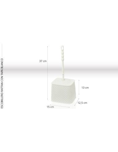 ESCOBILLERO C/TAPA I/RATTAN BLANCO