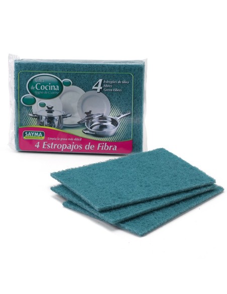 CUATRO ESTROPAJOS DE FIBRA EN BOLSA