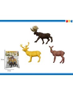 3 ANIMALES BOSQUE (ALCE+CIERVO+RENO)