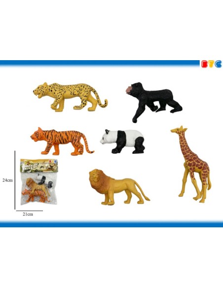 3 ANIMALES SURTIDO JUNGLA (MONO+PUMA+JIRAFA) (PANDA+LEON+TIG
