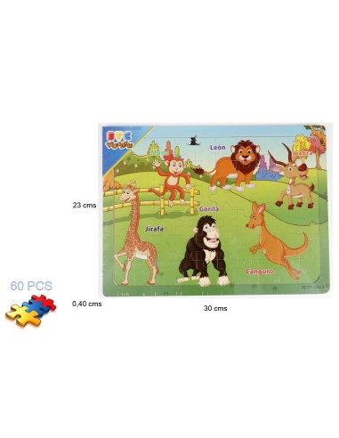 PUZZLE DE MADERA ANIMALES SALVAJES 60 PCS