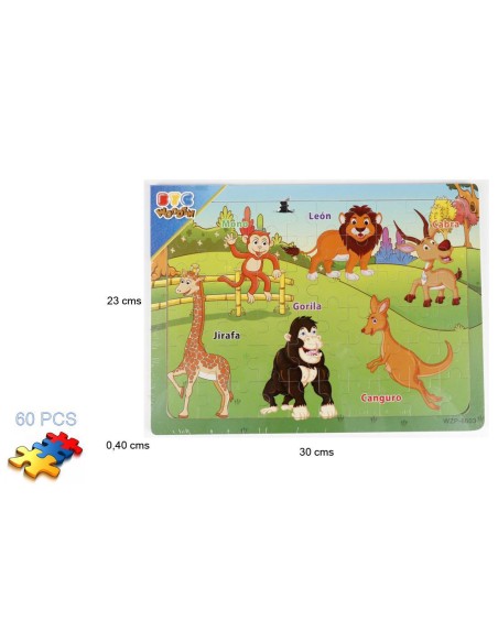 PUZZLE DE MADERA ANIMALES SALVAJES 60 PCS