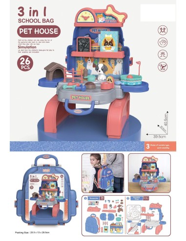 MOCHILA MASCOTAS 26 PCS MORADO