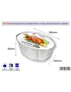 BANDEJA ALUMINIO 6UND 25X19X9CM OVALADA HONDA