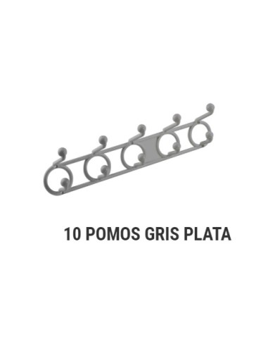 PERCHA PEQUENA 10 POMOS GRIS PLATA