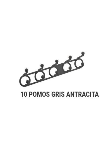 PERCHA PEQUENA 10 POMOS GRIS ANTRACITA