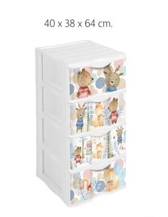 CAJONERAS 40X38X64CM 4 CAJONES BOSQUE