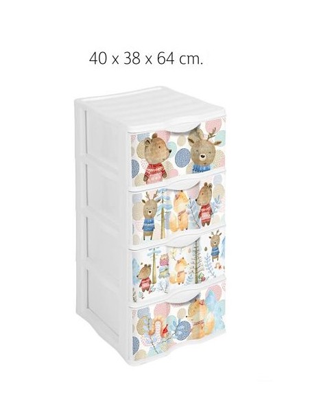 CAJONERAS 40X38X64CM 4 CAJONES BOSQUE