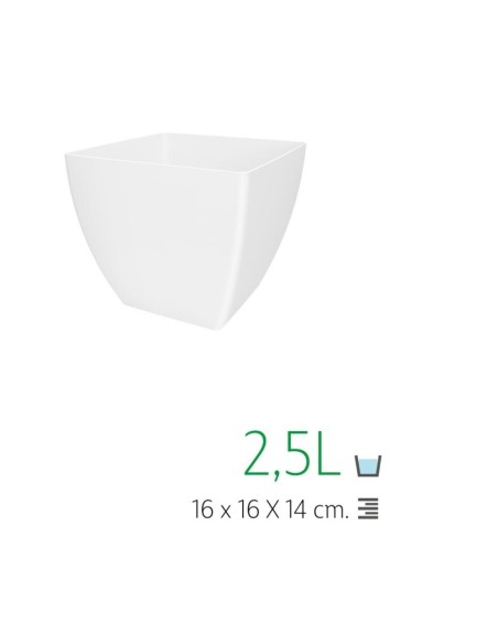 MACETA CUADRADA 16CM  BLANCA