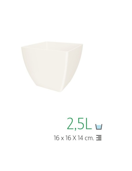 MACETA CUADRADA 16CM  BLANCO ROTO