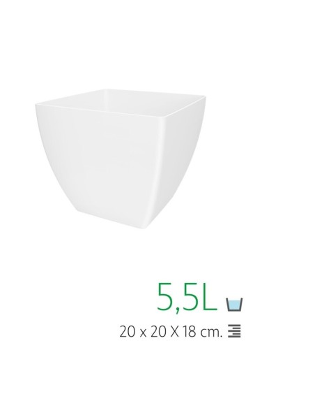 MACETA CUADRADA 20CM  BLANCA