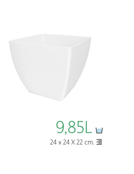 MACETA CUADRADA 24CM  BLANCA