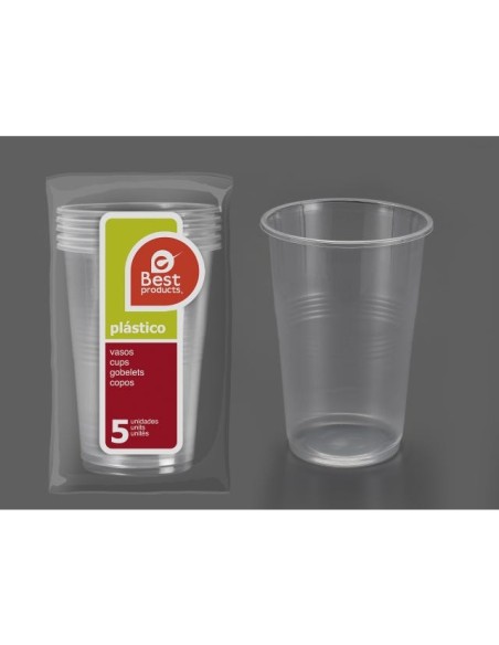 S/5 VASO LITRONA TRANSP IRROMPIBLE PP 9 X 9 X 18 CM