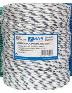 CORDON PP 5MM BOBINA 200 MTS TRICOLOR