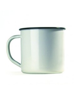 TAZA 10CM ESMALTADA BLANCA RUSTICA