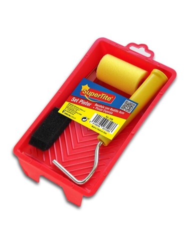 CUBETA + RODILLO 5CM + PINCEL ESPONJA