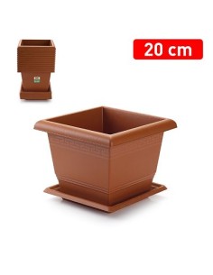MACETA CUADRADA + PLATO 20 CM