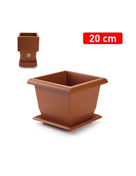 MACETA CUADRADA + PLATO 20 CM