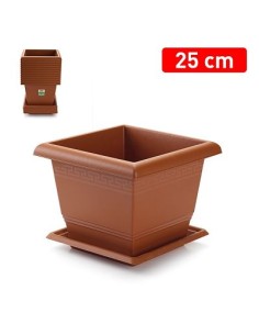 MACETA CUADRADA + PLATO 25 CM
