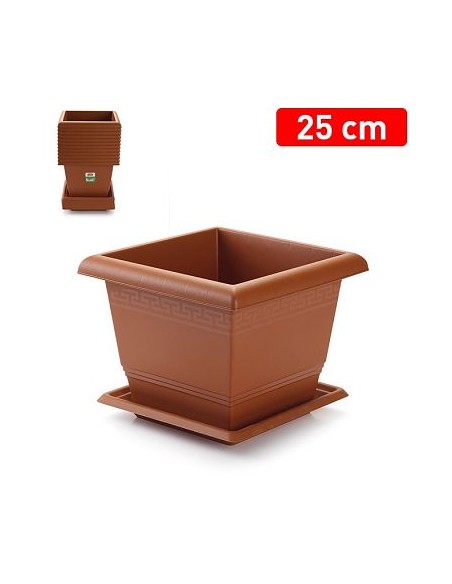 MACETA CUADRADA + PLATO 25 CM