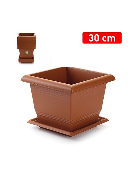 MACETA CUADRADA + PLATO 30 CM