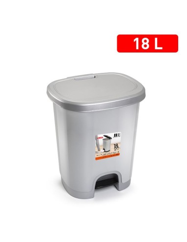 CUBO PEDAL 18L COLOR PLATA