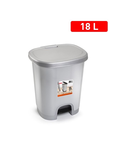 CUBO PEDAL 18L COLOR PLATA