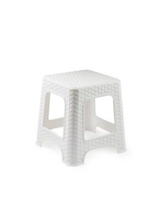 TABURETE BLANCO RATTAN PEQUEÑO