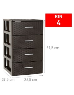 CAJONERA 4 CAJONES WENGUE RIN RATTAN