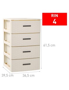 CAJONERA 4 CAJONES MARFIL RIN RATTAN