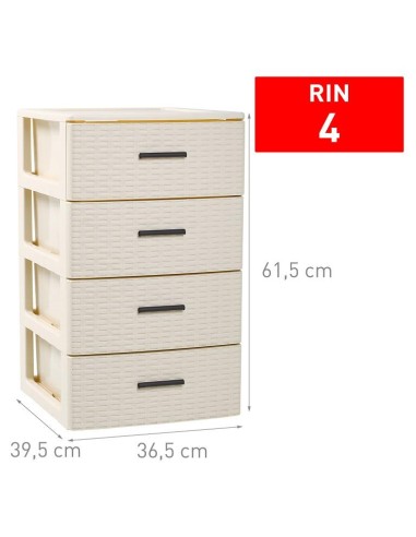 CAJONERA 4 CAJONES MARFIL RIN RATTAN