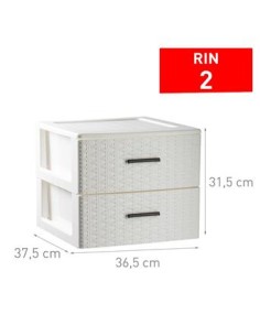 CAJONERA 2 CAJONES BLANCO ROTO RIN RATTAN