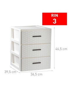 CAJONERA 3 CAJONES BLANCO ROTO RIN RATTAN