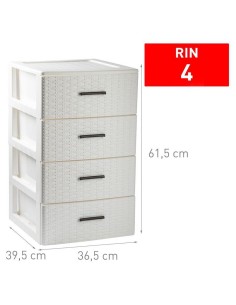 CAJONERA 4 CAJONES BLANCO ROTO RIN RATTAN