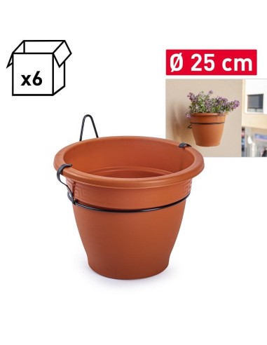 MACETA 25CM CON SOPORTE PARED TERRACOTA