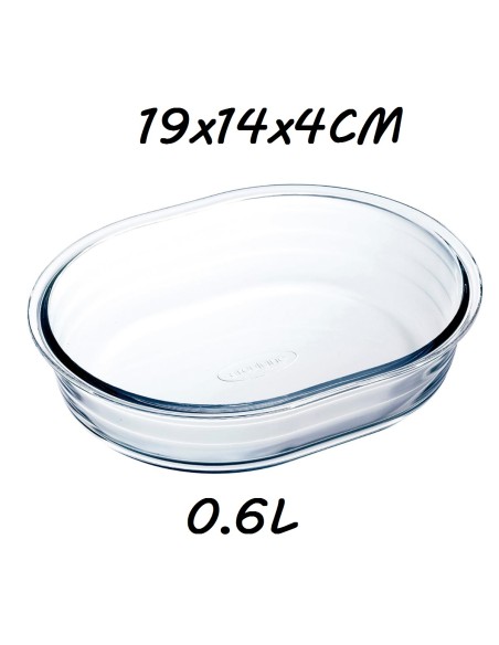 FUENTE 0.6L 19X14X4CM VIDRIO MOLDE OVAL