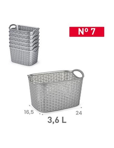 CESTA RATTAN Nº7 3,6L PLATA