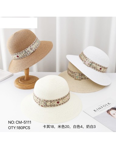 SOMBRERO CON CINTA BORDADO CM5111