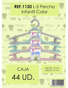 PERCHA DE PLASTICO INFANTIL COLOR L/5