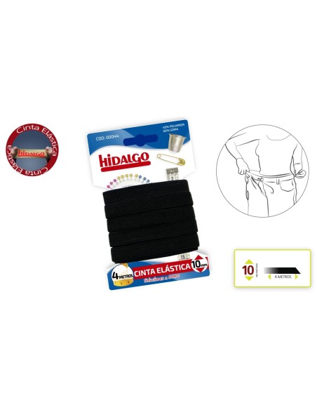 BLISTER 10MMX4M NEGRO CINTA ELASTICA