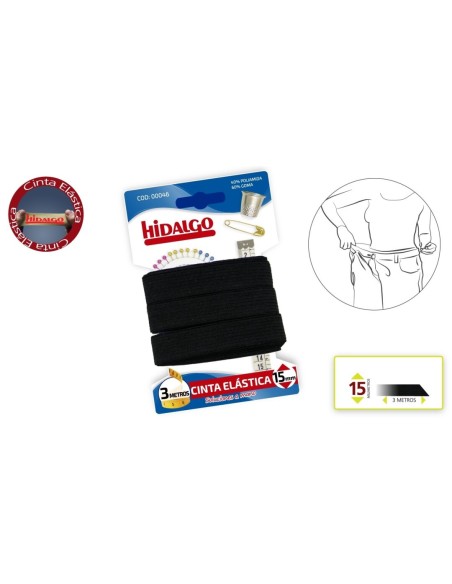 BLISTER 15MMX3M NEGRO CINTA ELASTICA