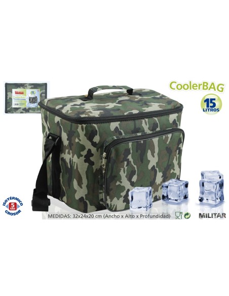 NEVERA DISEÑO C/ASA 15L MILITAR