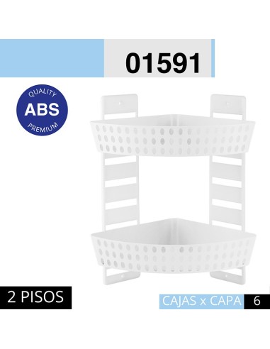 ESTANTERIA RINCONERA DE BAÑO 2 PISOS BLANCO