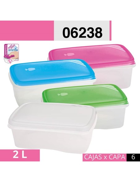 FIAMBRERA 2L HERMETICO RECTANGULAR 3 COLORES /