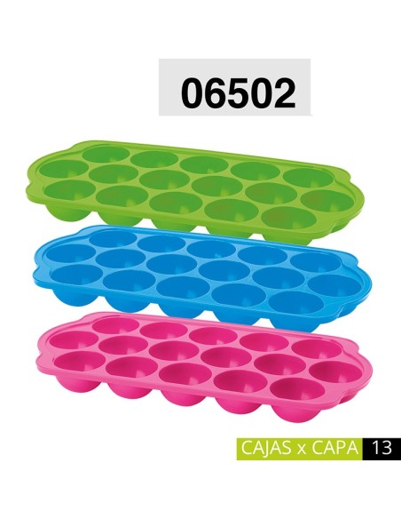 BANDEJA DE CUBITOS REDONDOS 3 COLORES