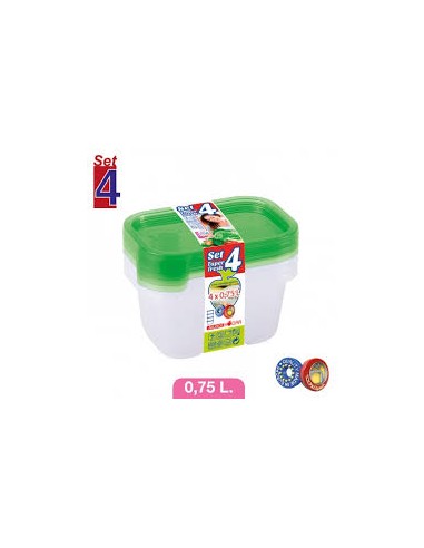 FIAMBRERA 0.75L SET 4UND RECTANGULAR  3 COLORES