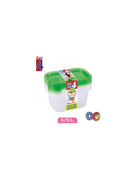 FIAMBRERA 0.75L SET 4UND RECTANGULAR  3 COLORES